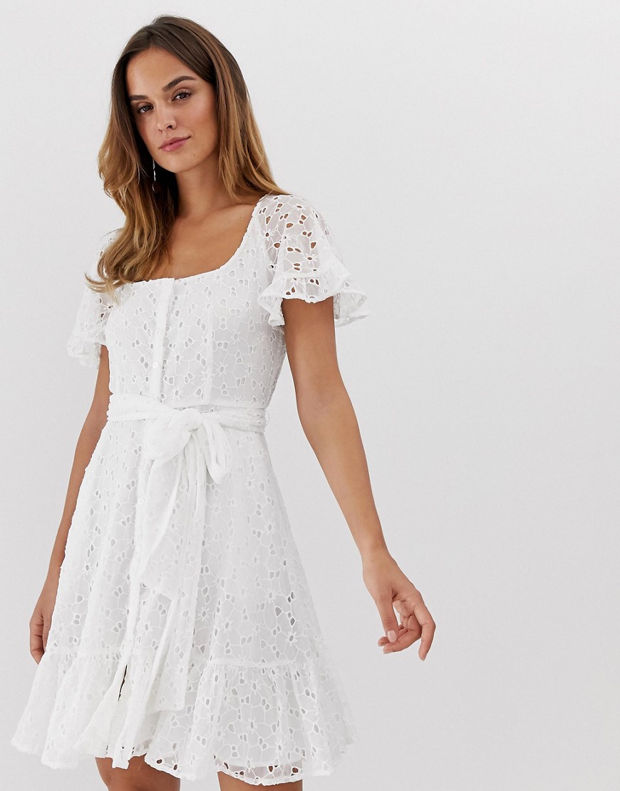 French Connection Circeela broderie mini dress