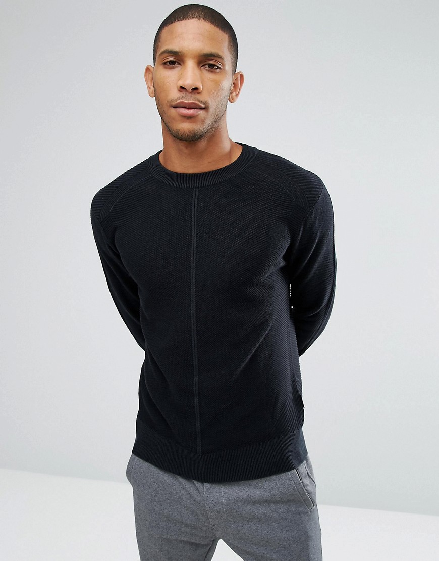 Bellfield Engineered Jaquard Knitted Jumper - Charcoal