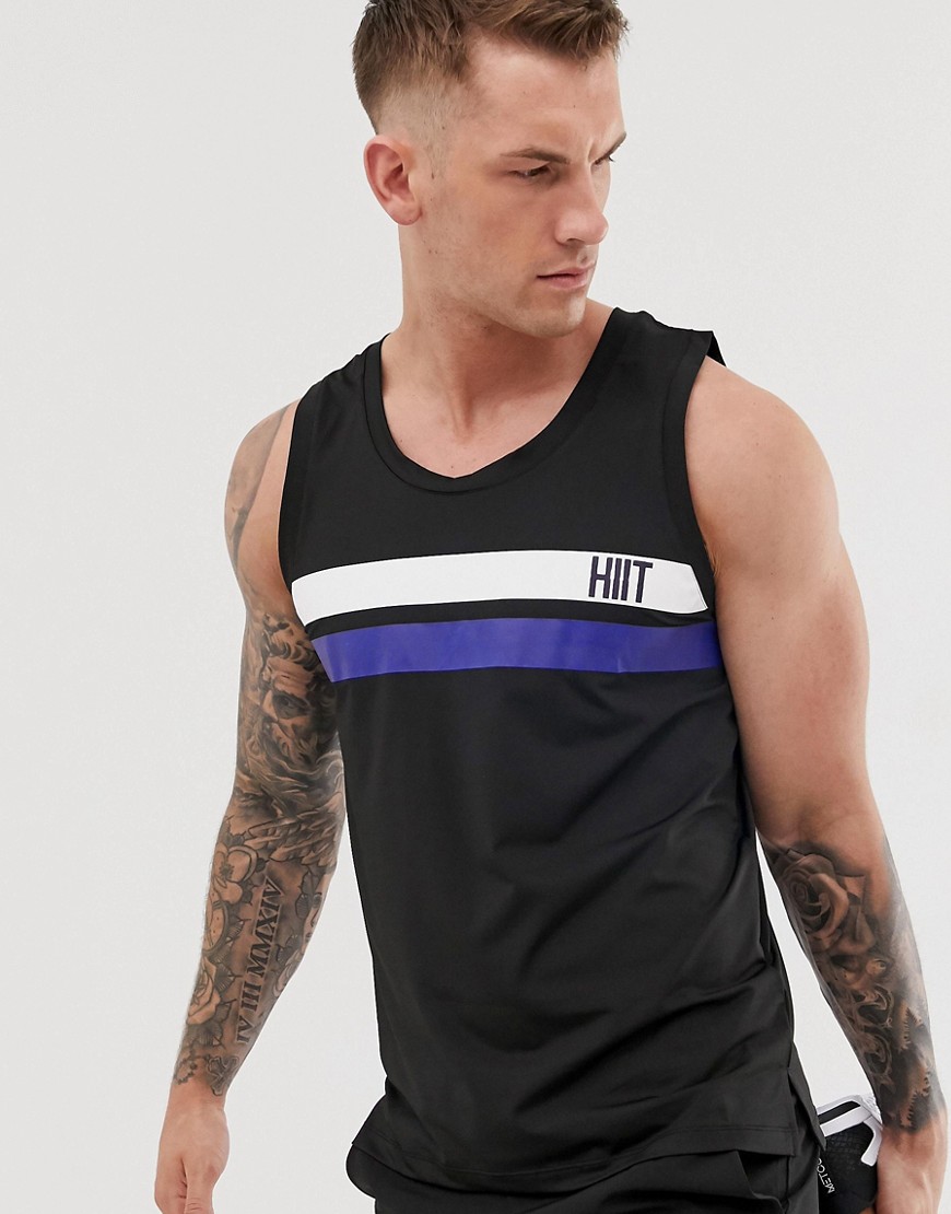 HIIT stripe graphic vest in black