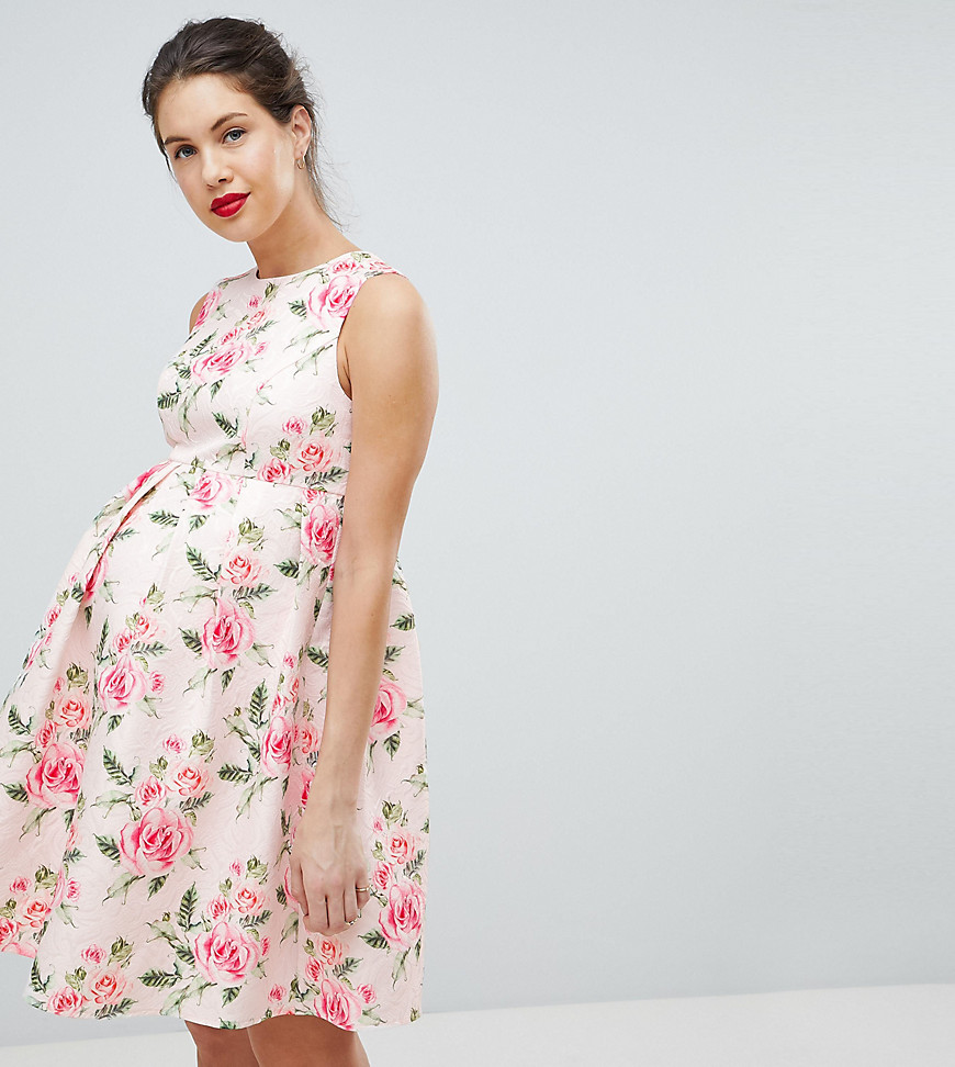 Chi Chi London Maternity Printed Jacquard Dress