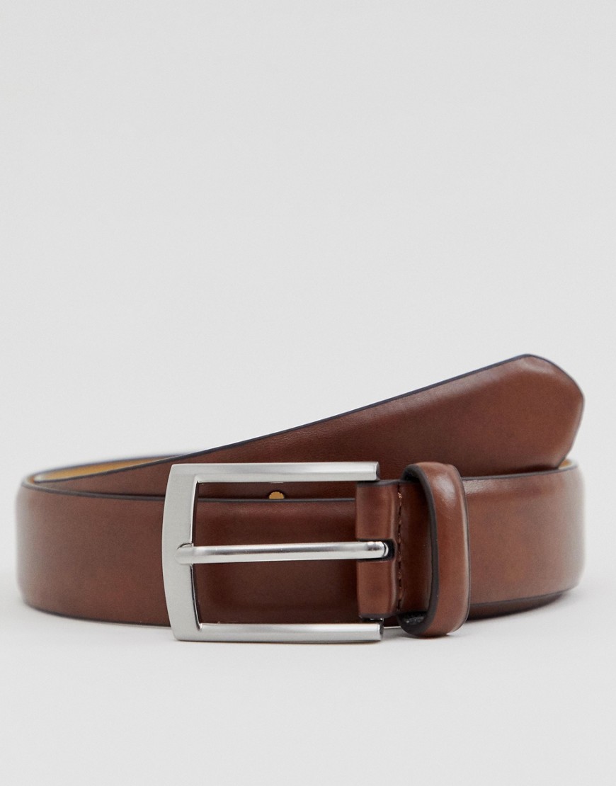 Moss London faux leather coated belt in brown