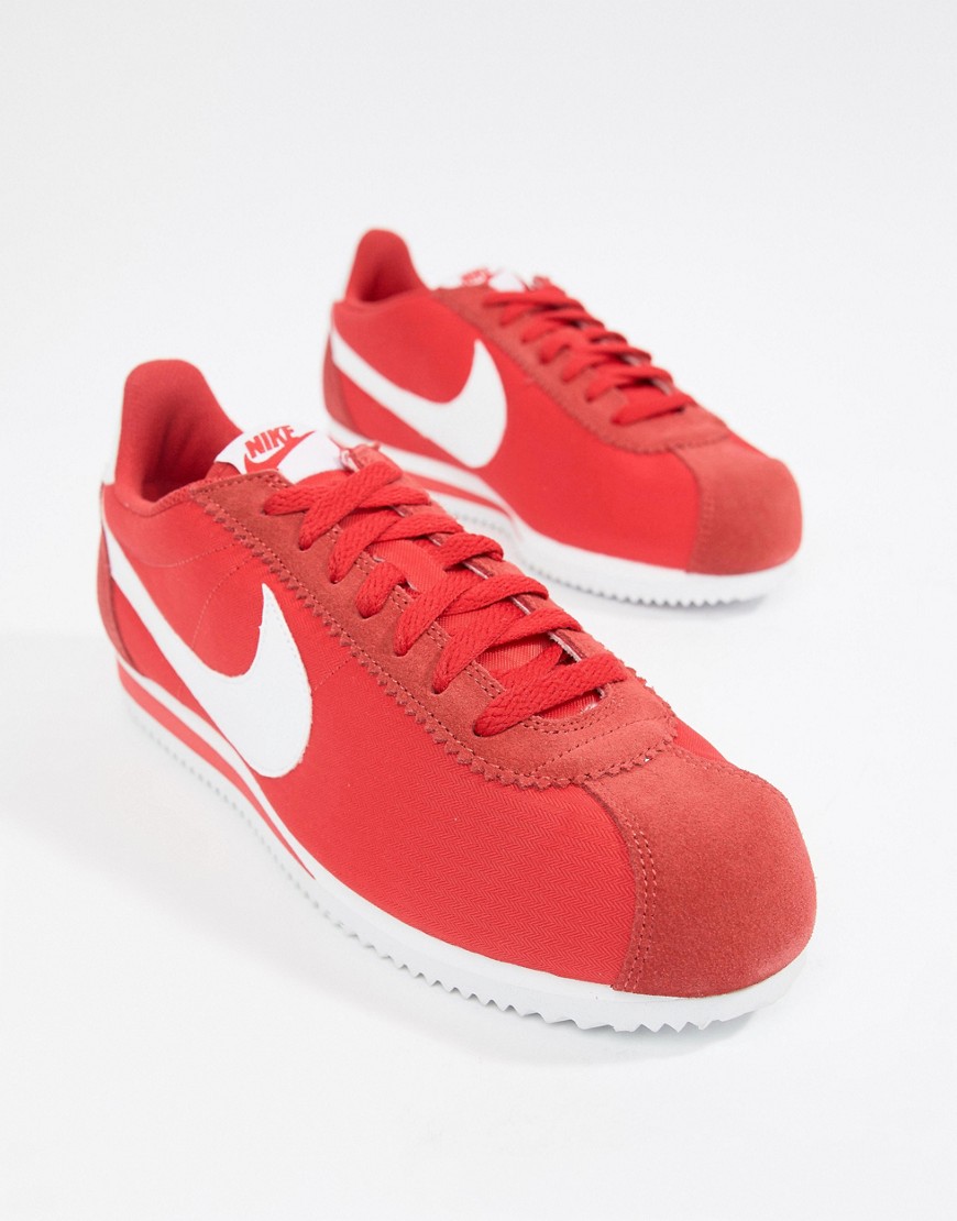 Nike Classic Cortez Nylon Trainers In Red 807472-604 - Red