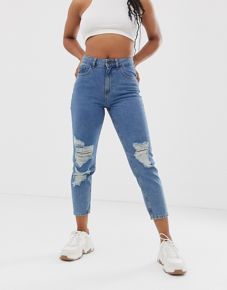 Noisy May distressed mom jean in blue