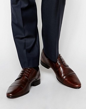 ASOS Derby Shoes in Brown Leather With Toe Cap