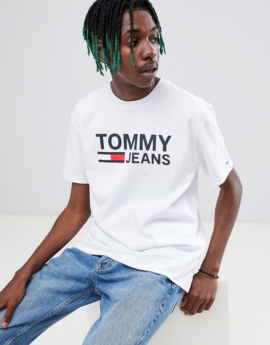 Tommy Jeans Capsule classics flag logo print t-shirt in white