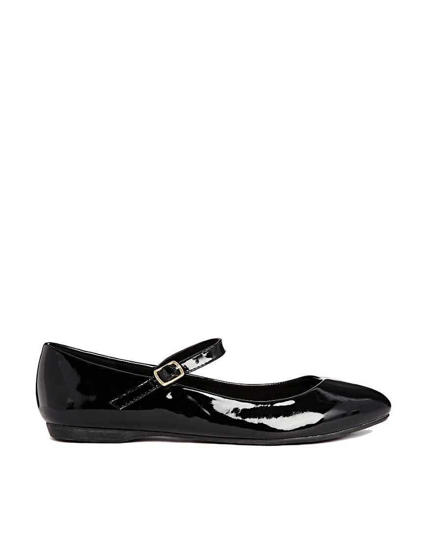 New Look | New Look Jeanette Black Mary Jane Flat Shoes at ASOS