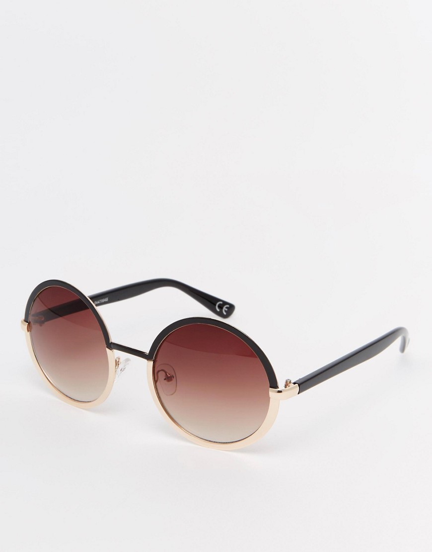 ASOS – Runde Sonnenbrille aus Metall mit Rahmen im Farbblockdesign