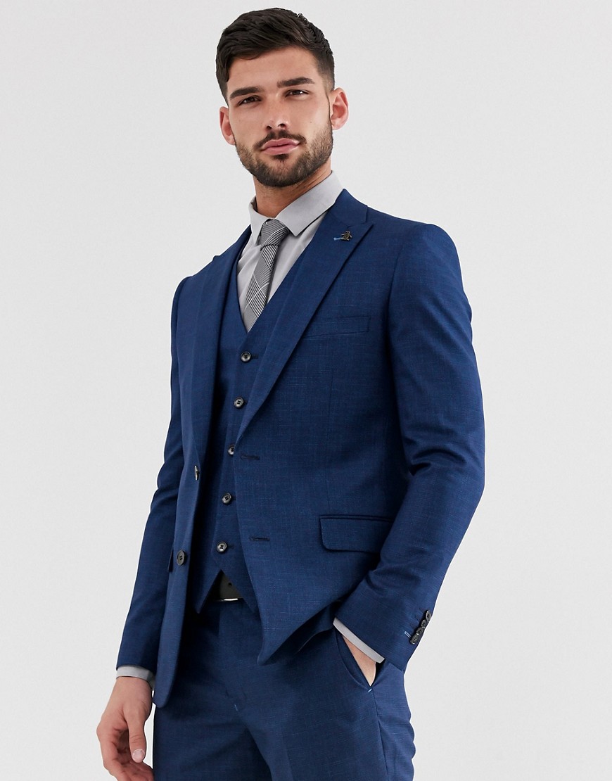 Original Penguin slim fit blue semi plain textured suit jacket