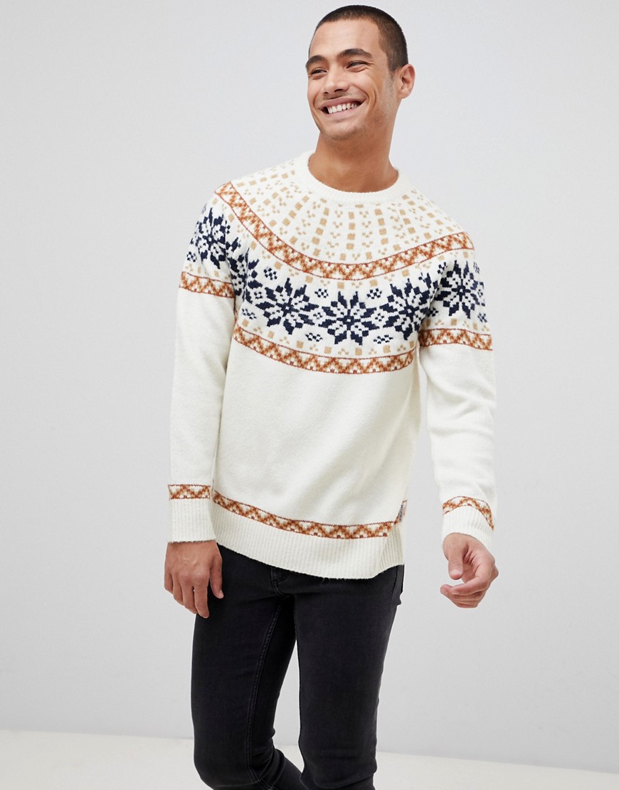 Bellfield brushed knitted jumper with fairisle