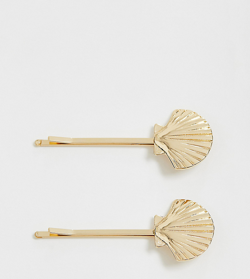 Monki shell shape hair pins in gold