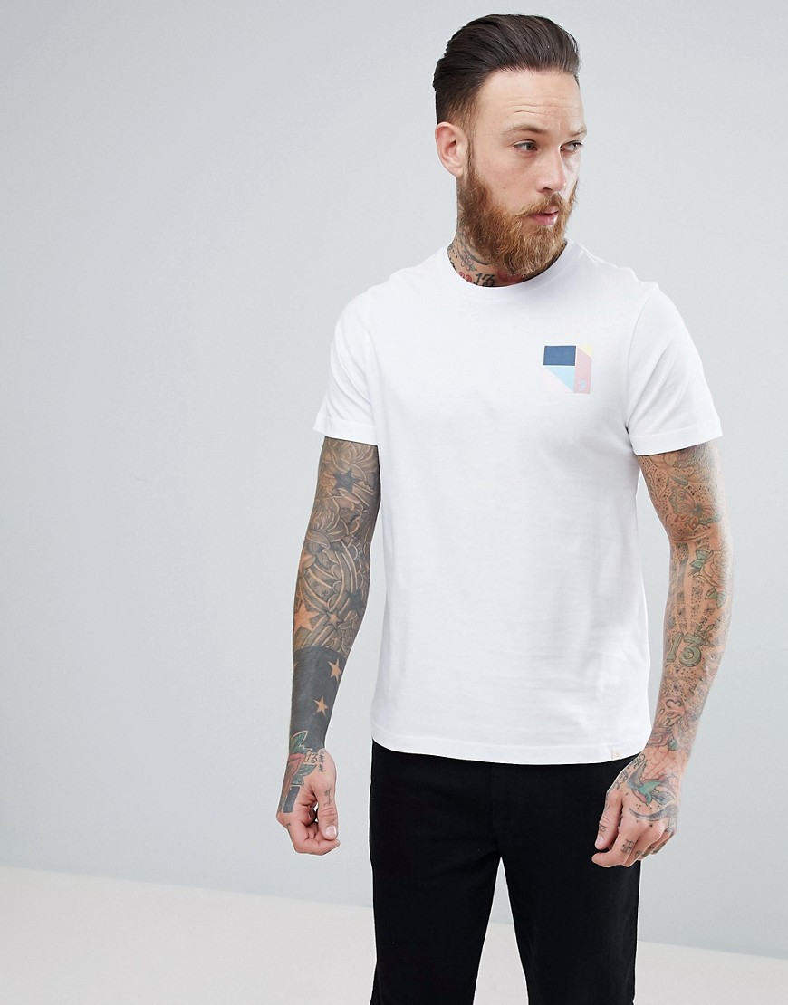 Farah Slim Fit Flanders Graphic Logo T-Shirt in White - 104white