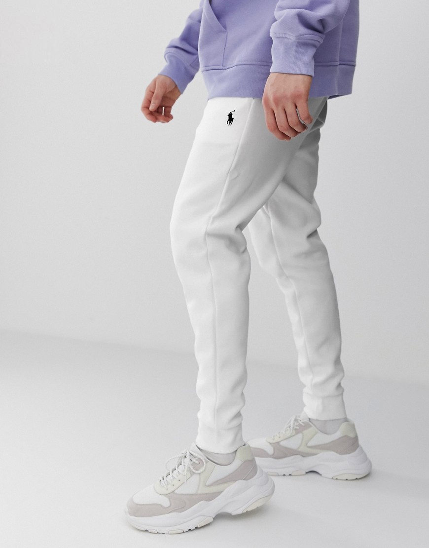 Polo Ralph Lauren player logo double tech cuffed joggers in white
