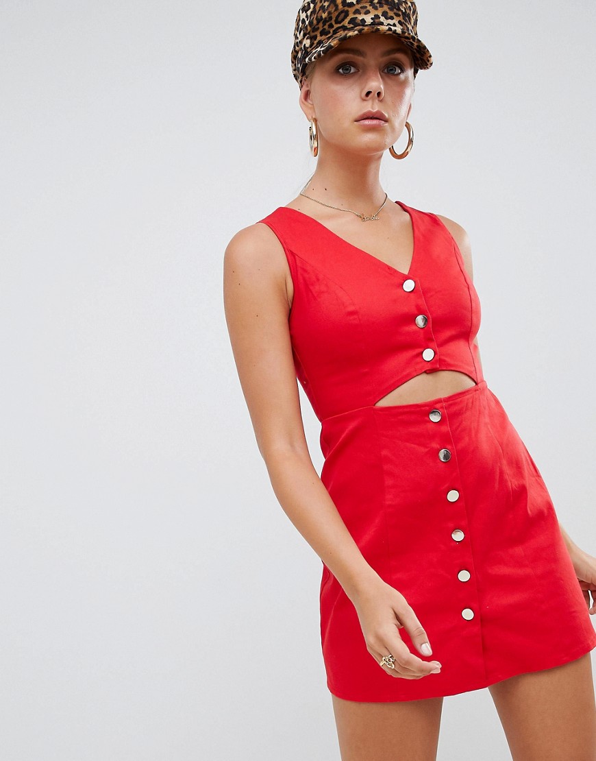 Missguided Cut Out Button Down Mini Dress