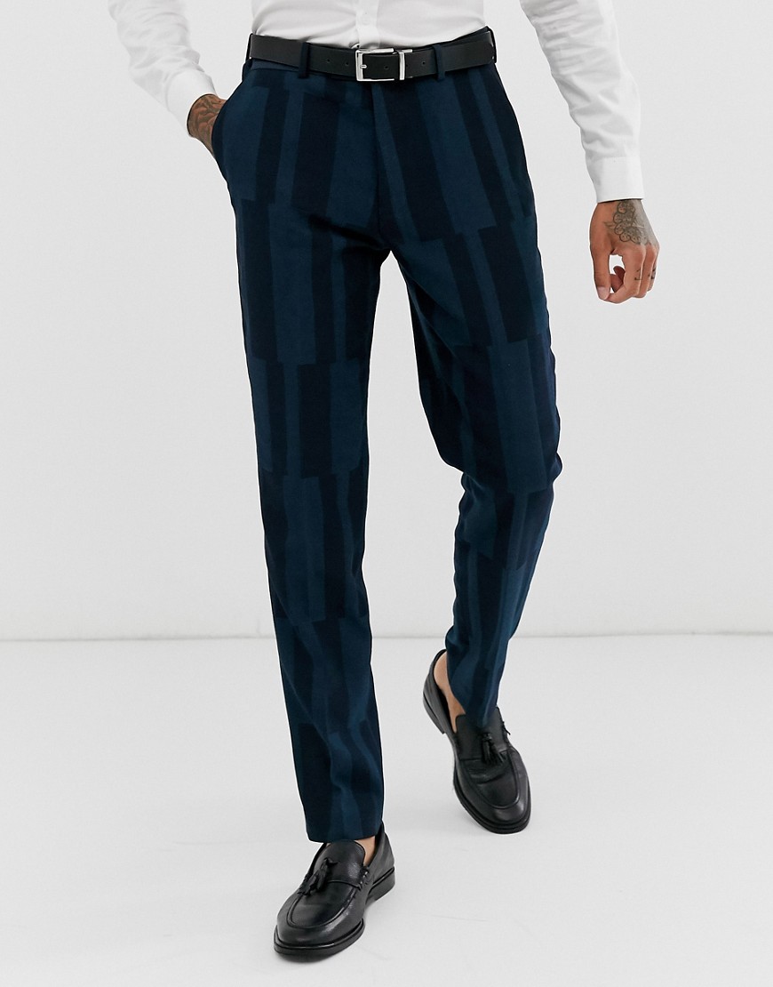 Harry Brown slim fit block geo suit trouser