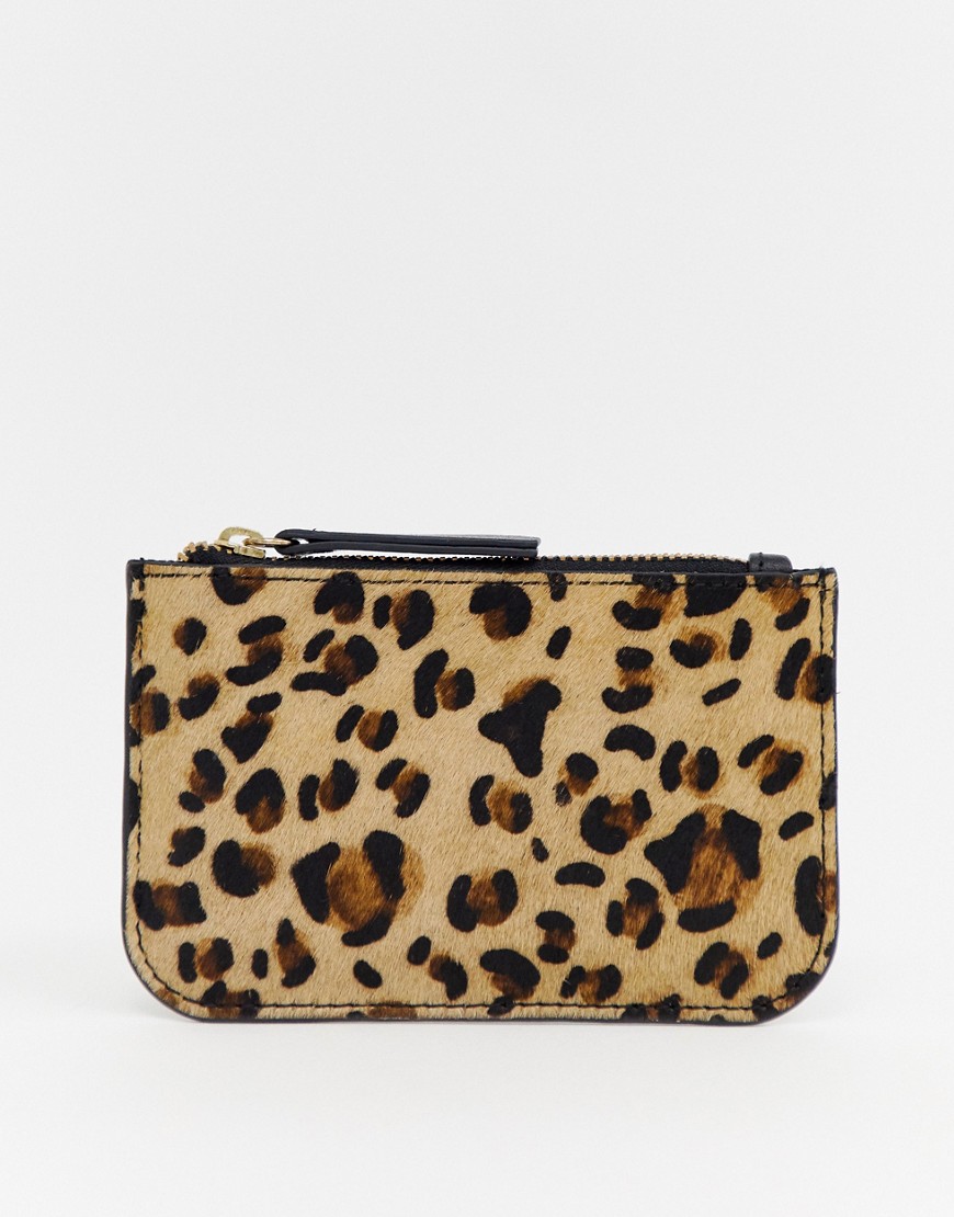 Urbancode leather coin purse with card holder in leopard