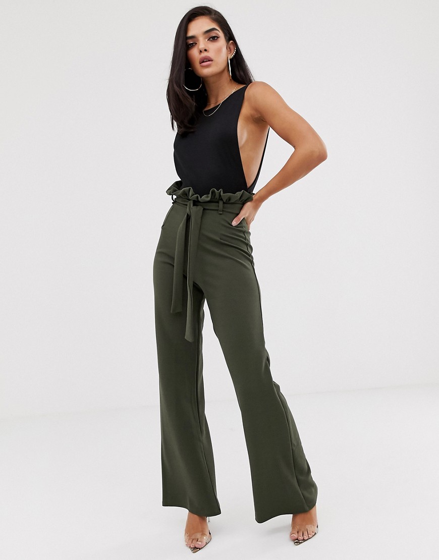In The Style flared high waisted paperbag trousers