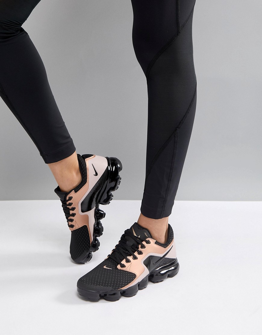 Nike Running Vapormax Mesh Trainers In Black And Rose Gold - Black