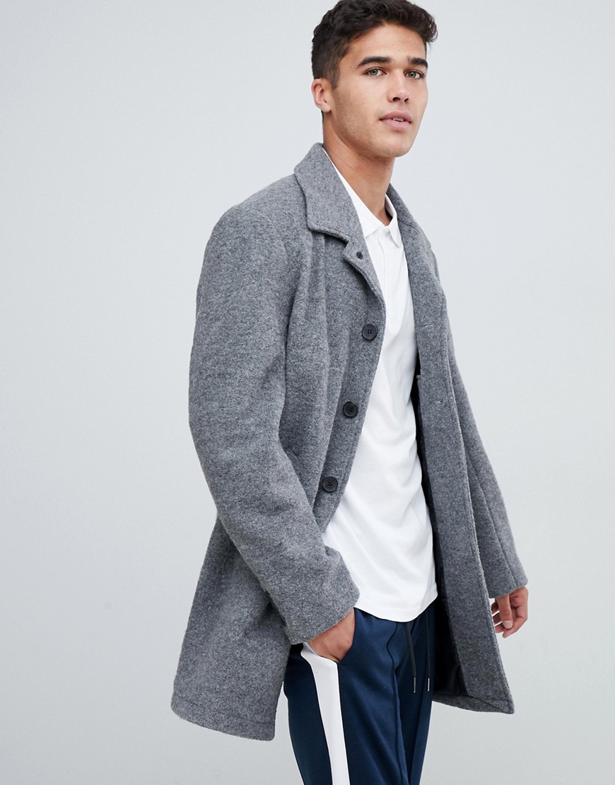 Lindbergh smart wool overcoat in grey - Grey mel