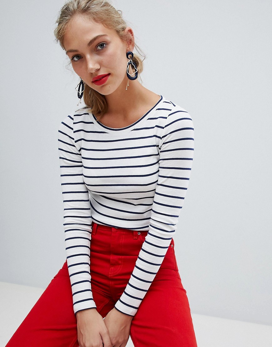Esprit Long Sleeved Striped Top - White