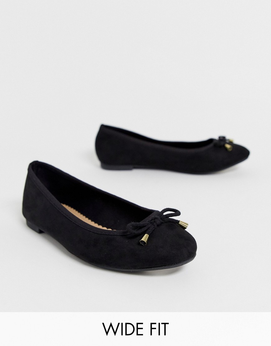 Simply Be wide fit Alice basic ballerina in black