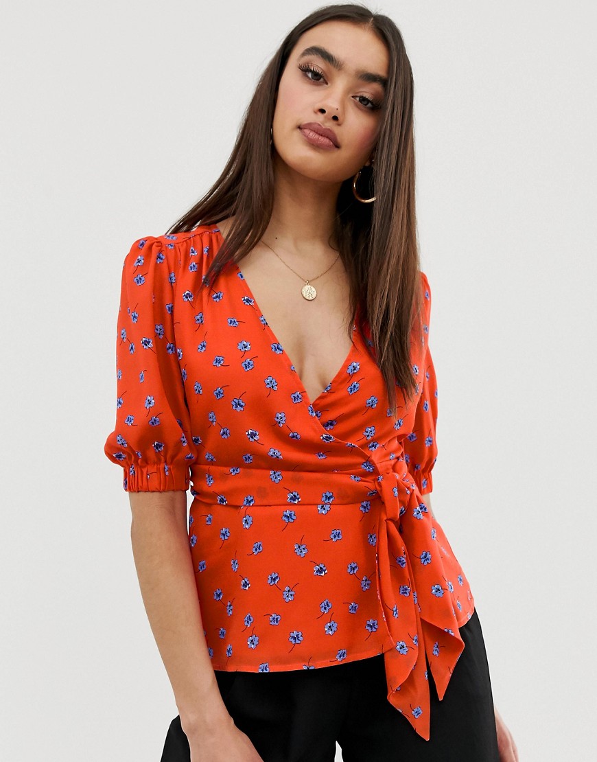 Fashion Union wrap top in floral
