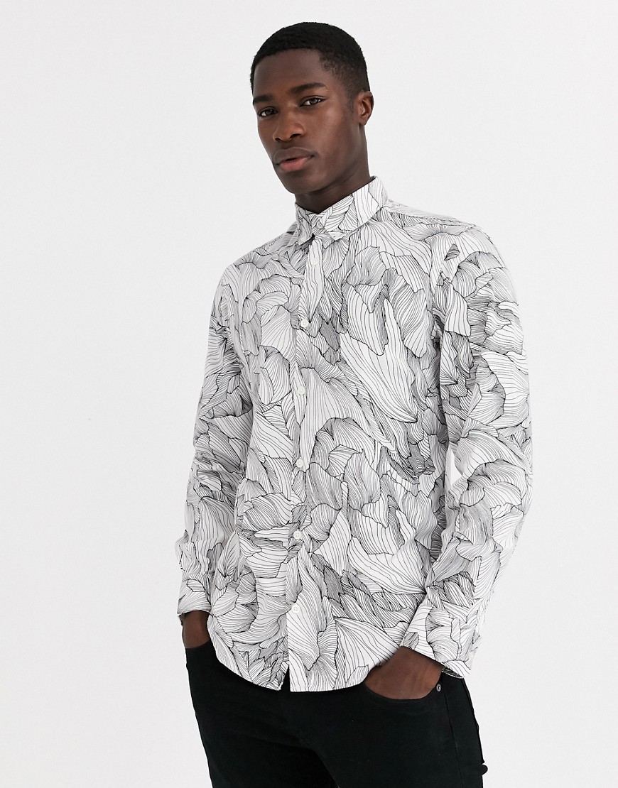Selected Homme graphic print shirt in white