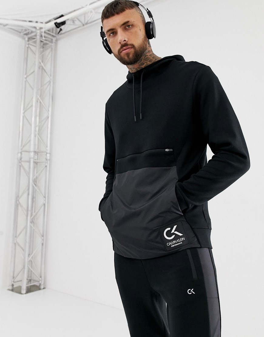 Calvin Klein Performance nylon panel oversized hoodie