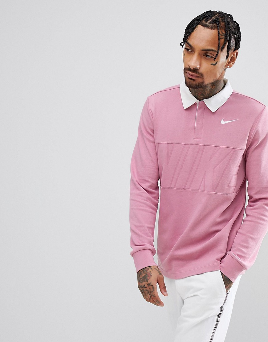 Nike SB Long Sleeve Polo Shirt In Pink 885847-678