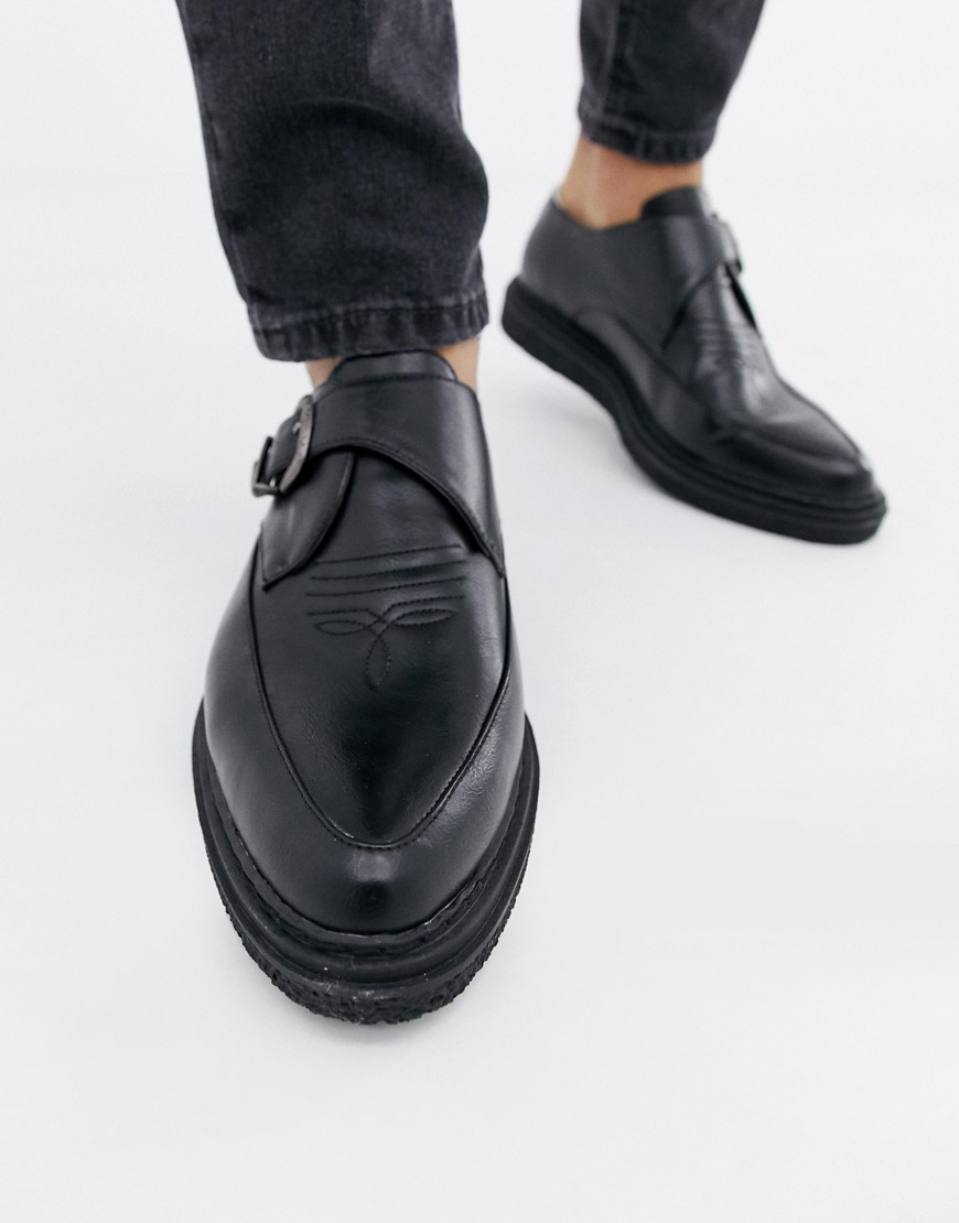 Truffle Collection Buckle Monk Shoe in Black