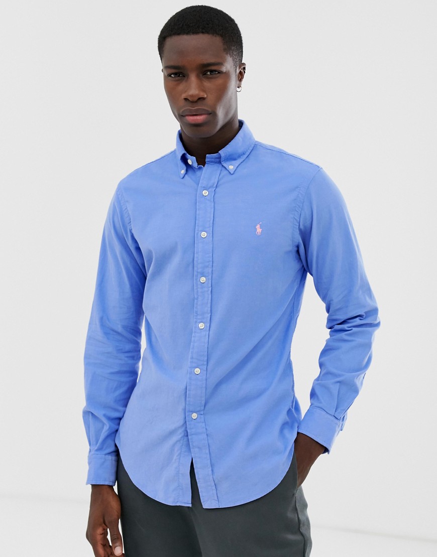 Polo Ralph Lauren slim fit cord shirt with button down collar in light blue