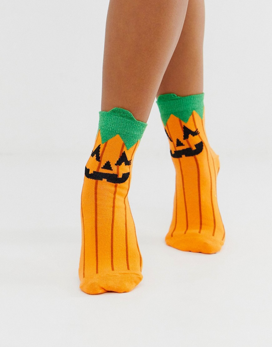 ASOS DESIGN Halloween pumpkin face socks