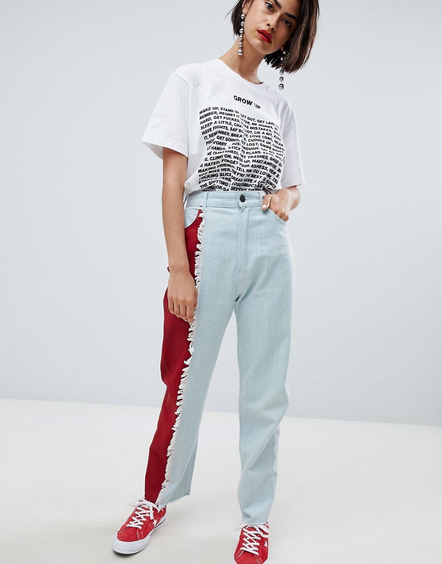 House of Holland vivid contrast mom jeans