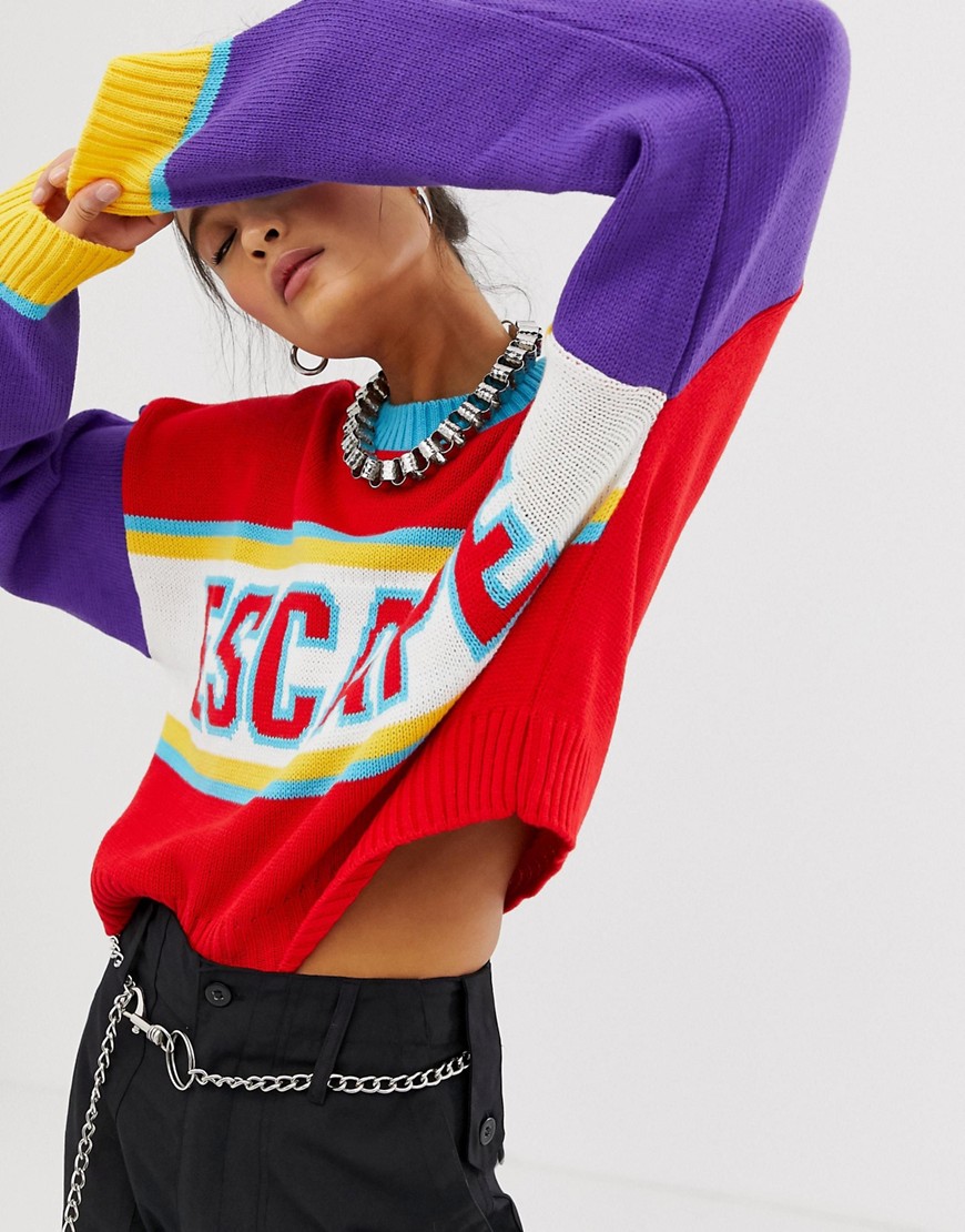 The Ragged Priest cropped knitted jumper with slogan