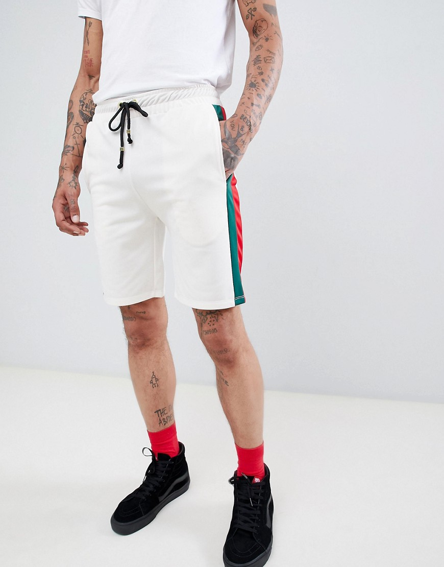 Criminal Damage shorts in white with side stripe