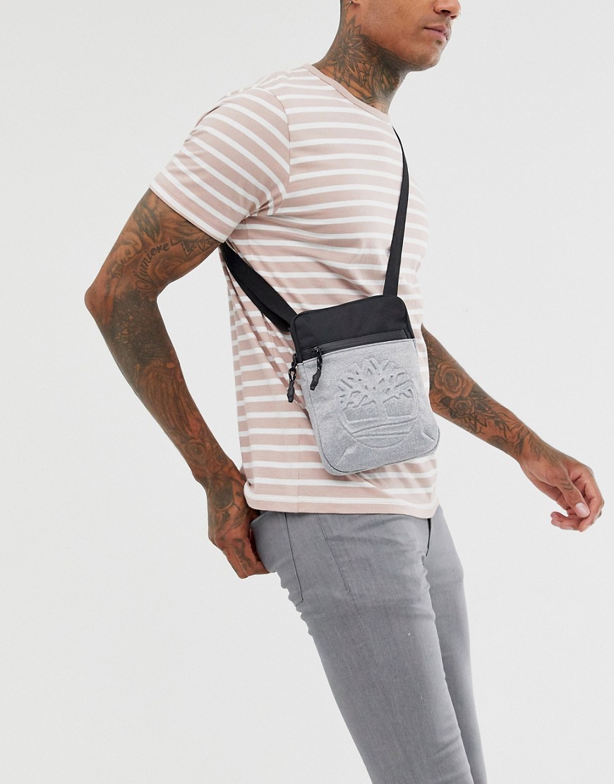Timberland micro chip jersey flight bag in grey