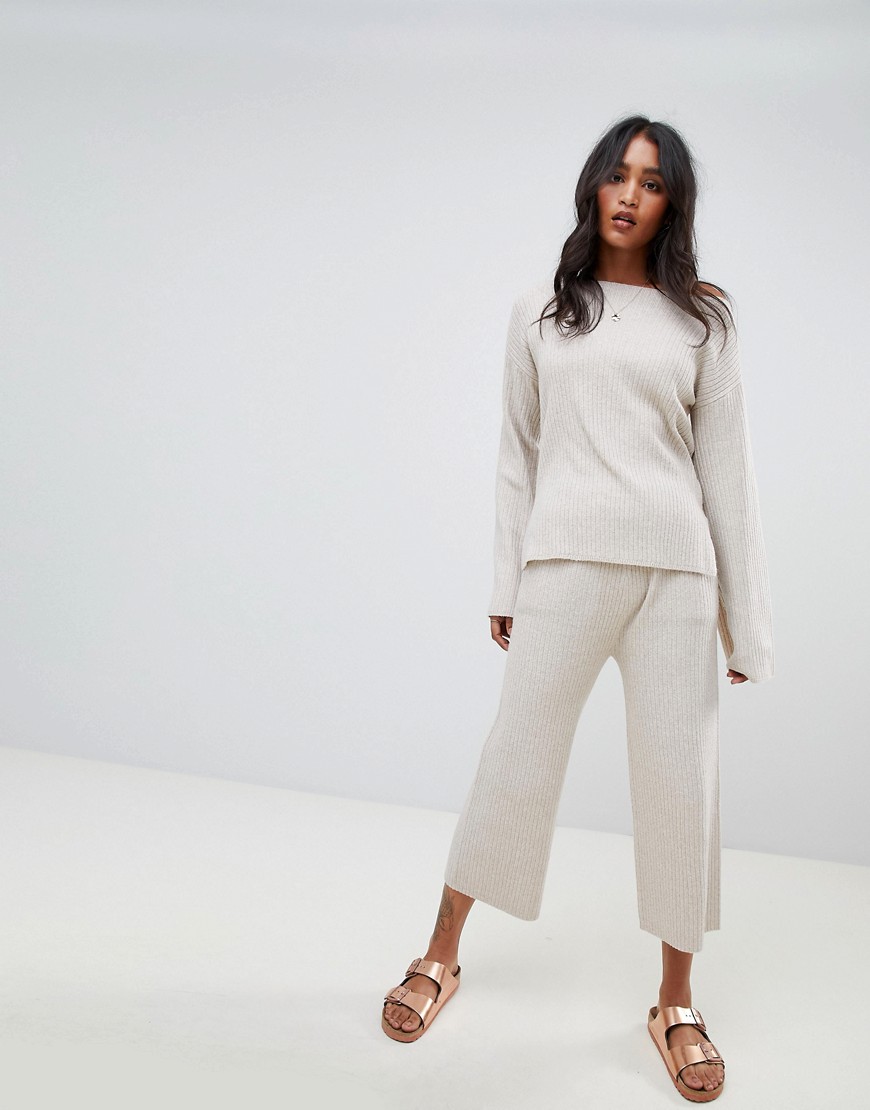Micha Lounge Wide Leg Cropped Ribbed Joggers Co-Ord
