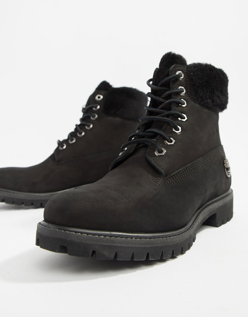 Timberland 6 Inch Premium boots with faux fur collar - Black
