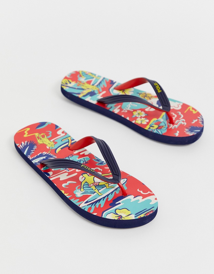 Polo Ralph Lauren Whittlebury hawaiian flip flop with Polo branding in red