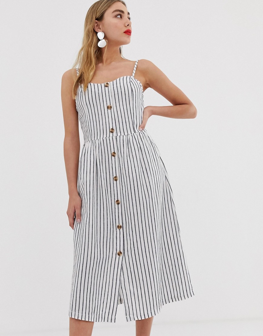 Only stripe button through cami dress