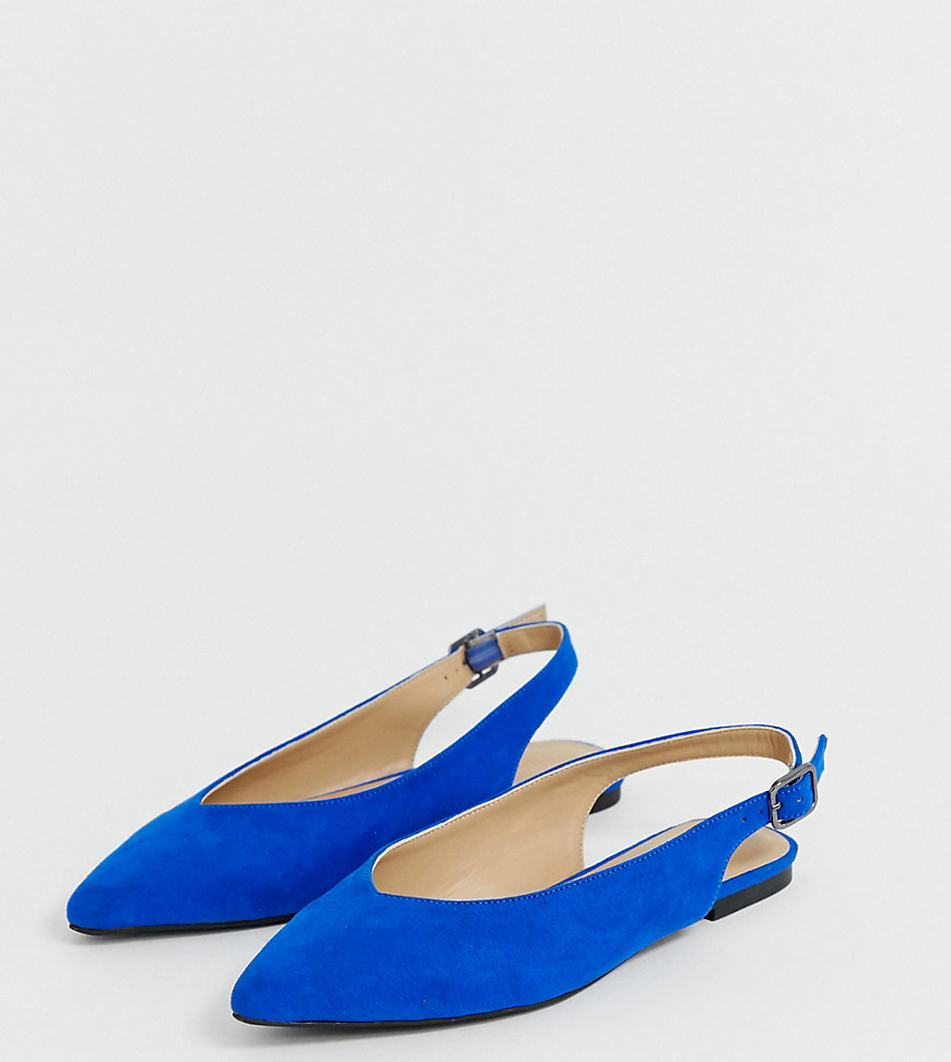 Simply Be extra wide fit Lana pointed flat shoes in cobalt blue