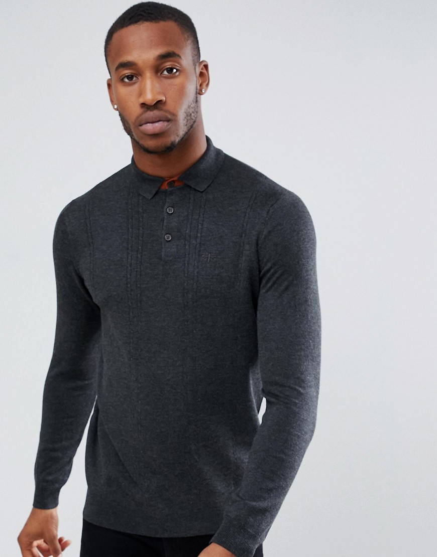 River Island slim fit polo in charcoal
