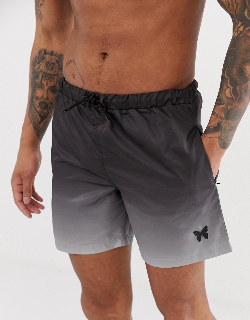 Good For Nothing swim shorts in black ombre fade
