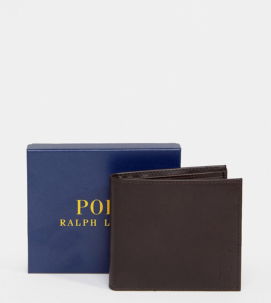 Polo Ralph Lauren classic leather billfold wallet in brown Exclusive at ASOS