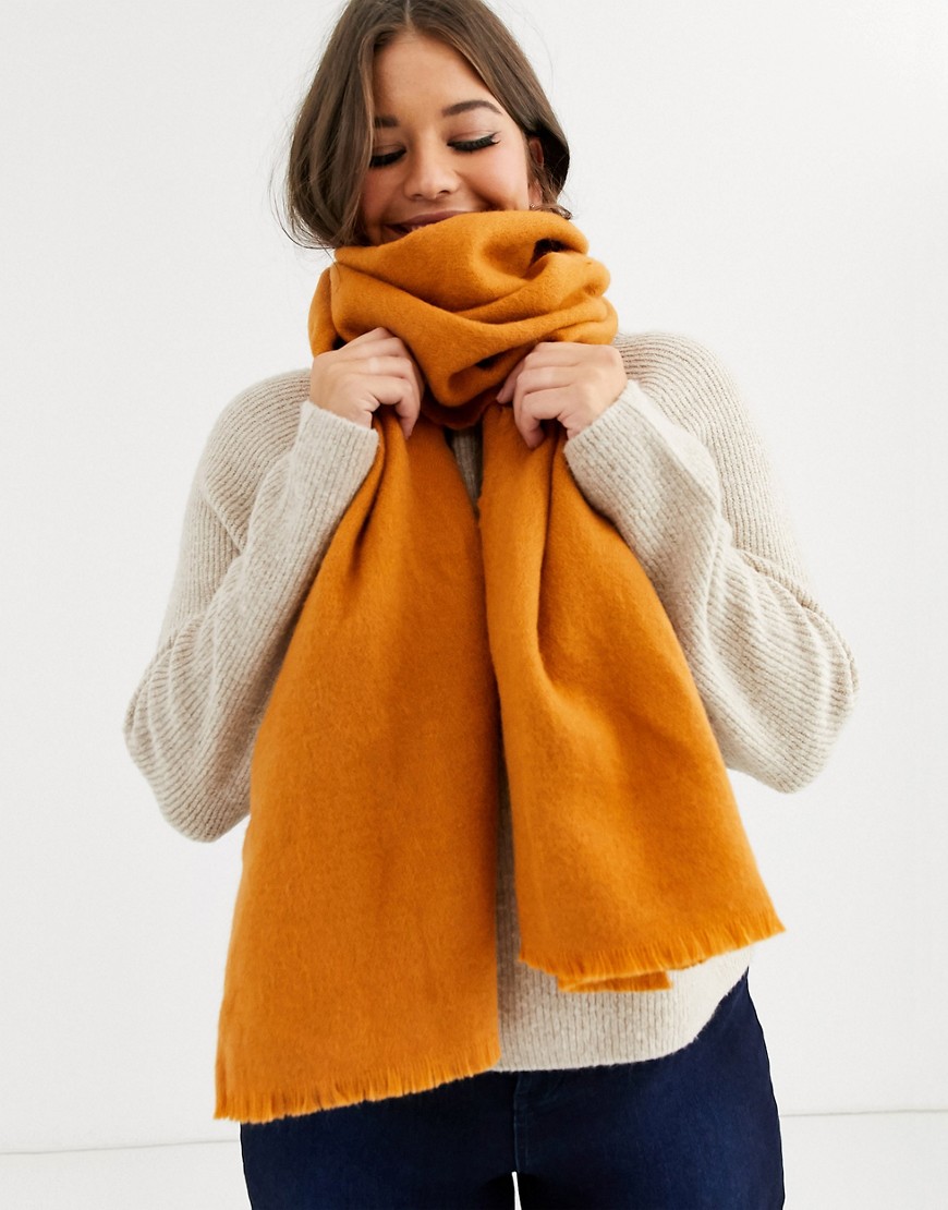 ASOS DESIGN supersoft long woven scarf with raw edge in tobacco