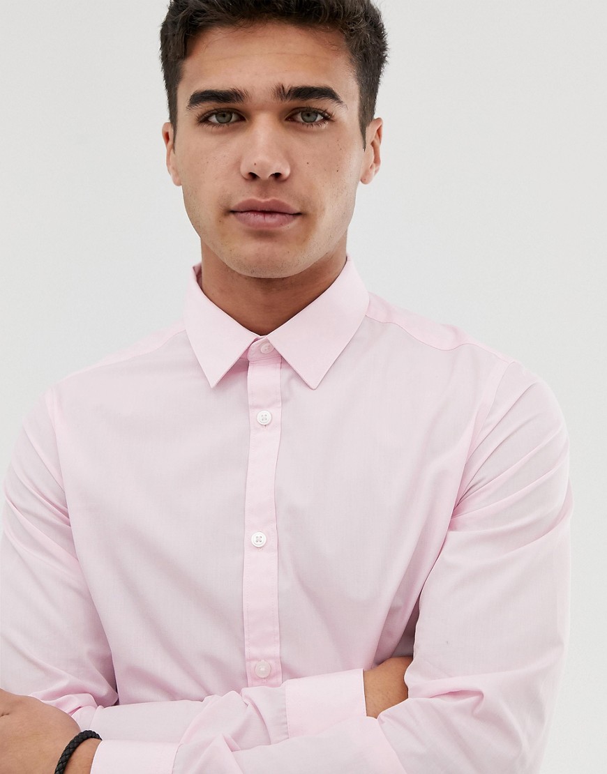 New Look regular fit poplin shirt in light pink