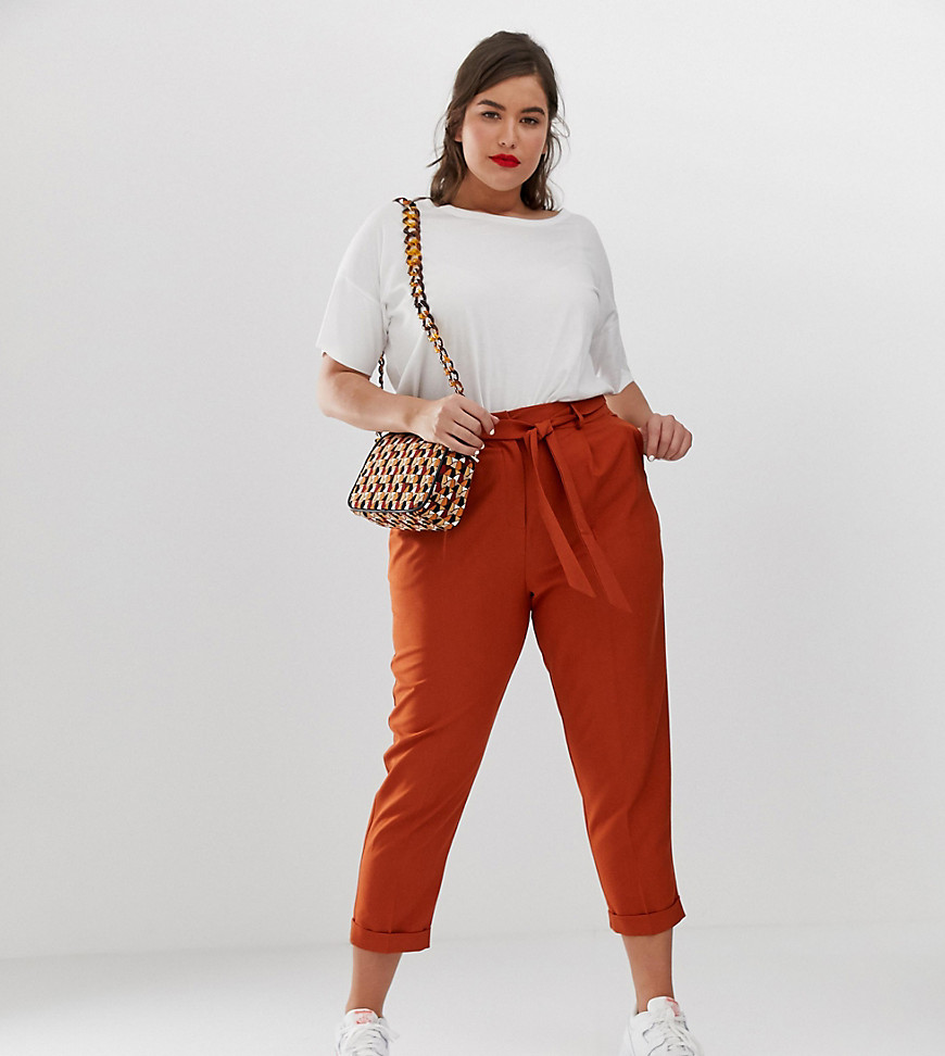 ASOS DESIGN Curve woven peg trousers with obi tie