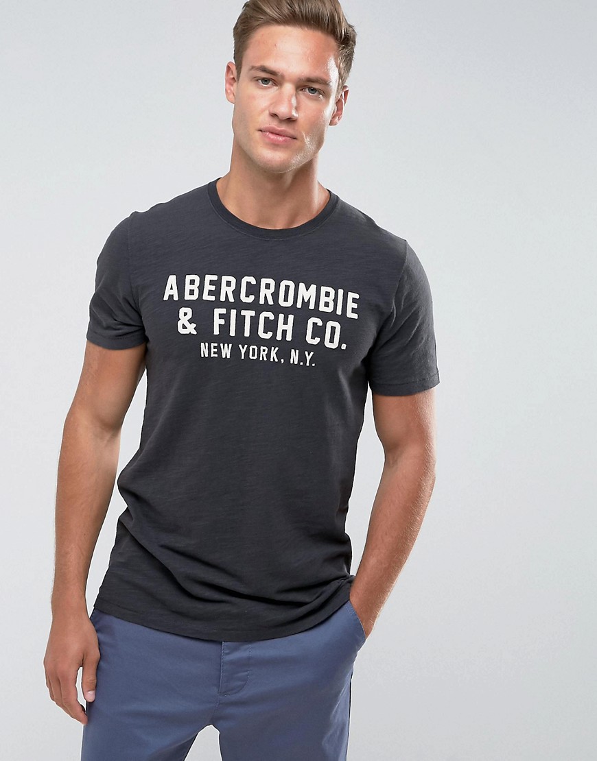 Серая футболка слим с логотипом Abercrombie & Fitch - Серый Abercrombie& Fitch 