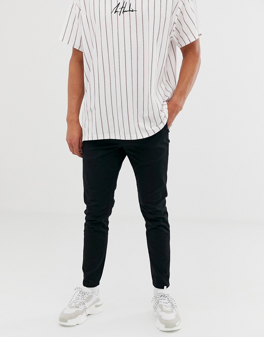 New Look skinny cropped chino trouser in black