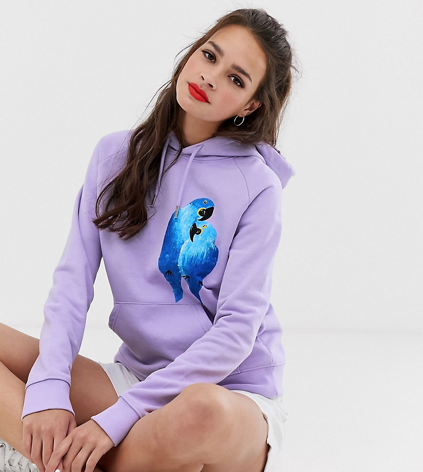 We Are Hairy People organic cotton hoodie with hand painted Parrots