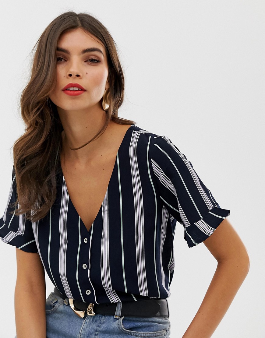 Vila stripe button through blouse